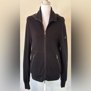 Armani Exchange (A|X) Men’s XS Zip-Front Knit Hoodie Black Jacket